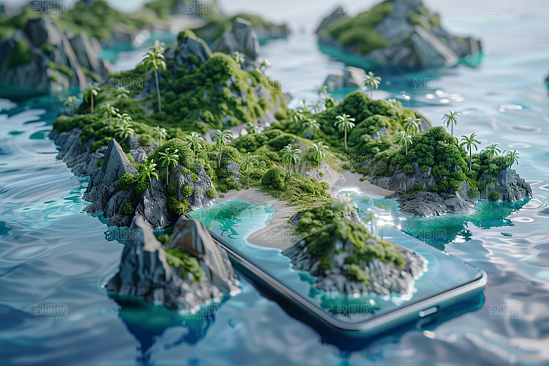手机VR山水3D虚拟现实模型