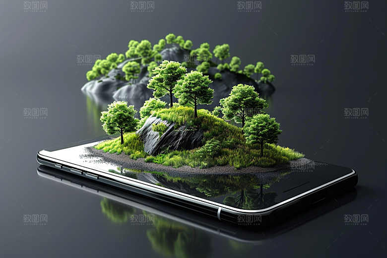 手机VR山水超现实立体模型