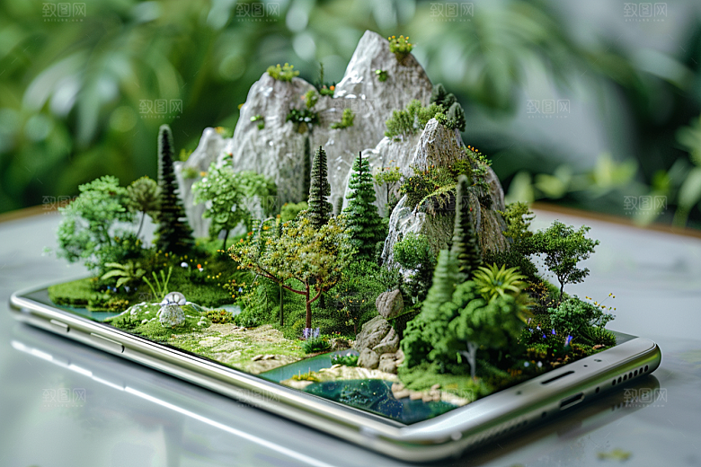 手机VR山水3D自然模型