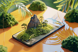 手机VR山水自然幻想风模型