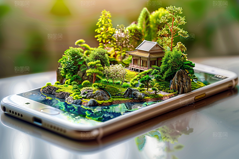 手机VR山水3D幻想风模型