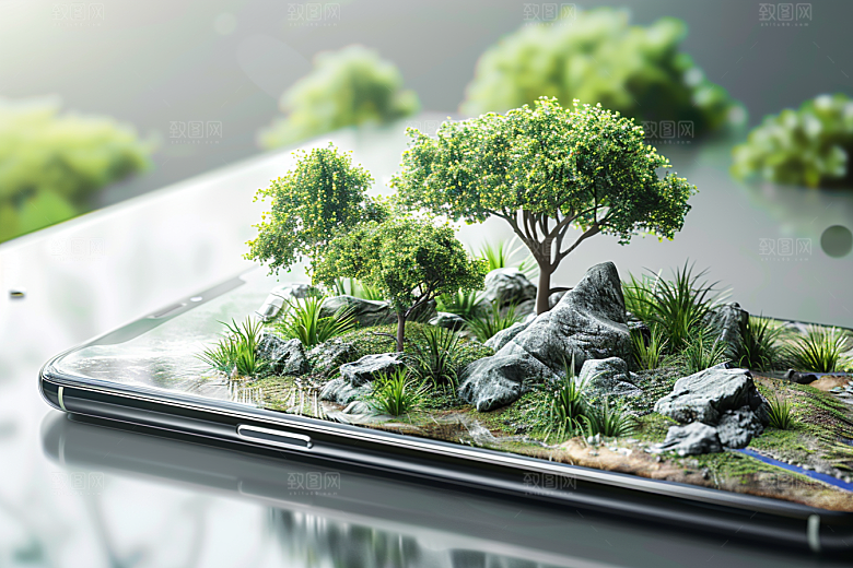 手机VR山水数码设备元宇宙模型