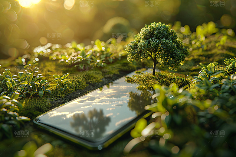手机VR山水风光数码设备模型
