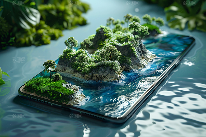 手机VR山水元宇宙未来模型