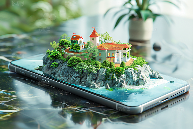 手机VR山水虚拟现实立体模型
