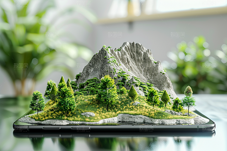 手机VR山水3D立体模型