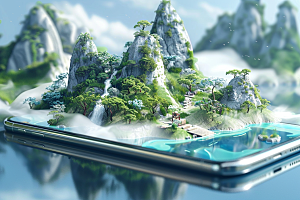 手机VR山水科技立体模型