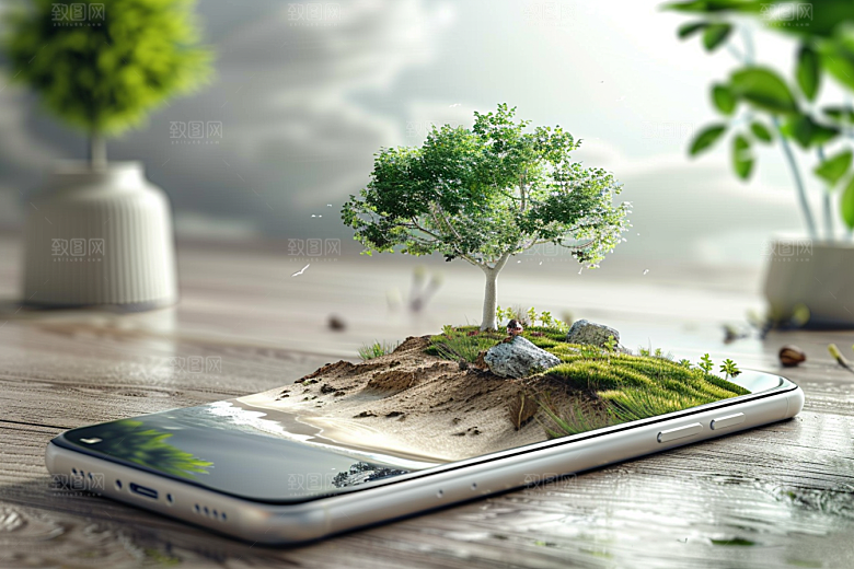 手机VR山水自然立体模型