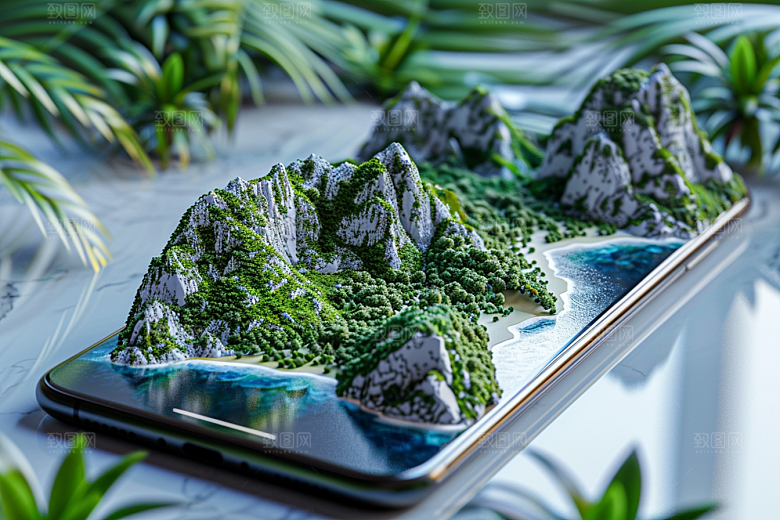 手机VR山水自然超现实模型