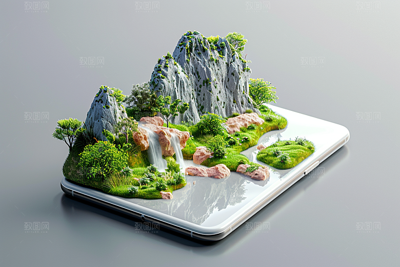 手机VR山水虚拟现实风光模型