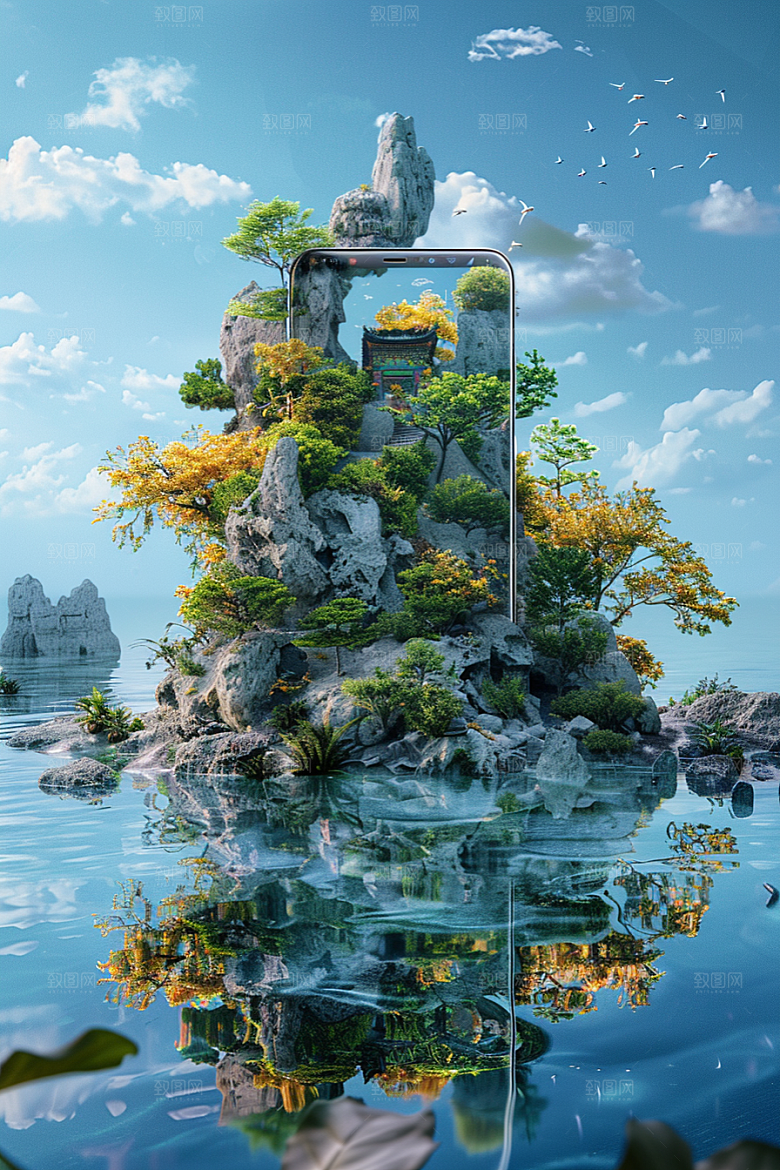 手机VR山水高清自然模型