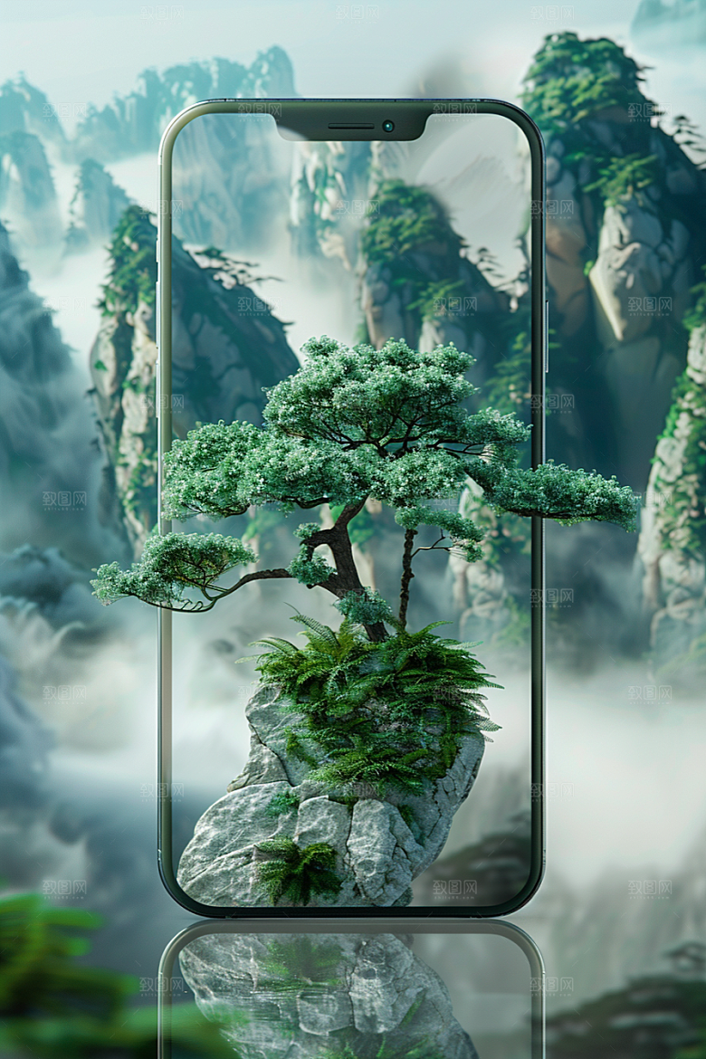 手机VR山水自然3D模型