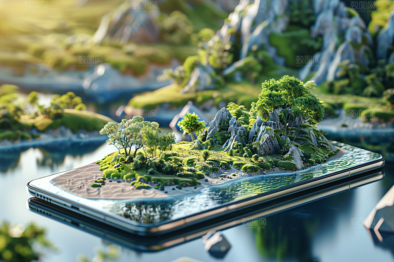 手机VR山水科技数码设备模型