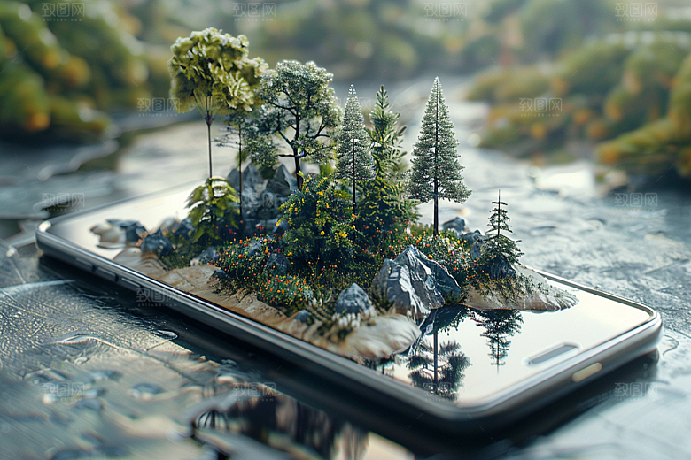 手机VR山水数码设备虚拟现实模型
