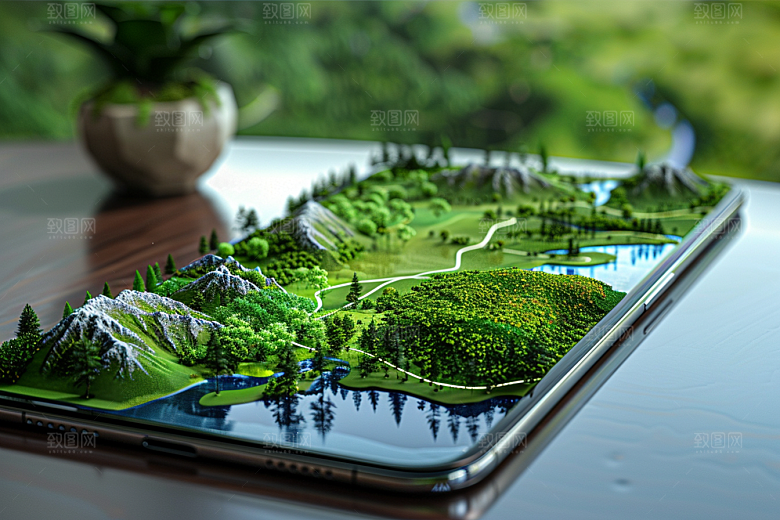 手机VR山水科技自然模型