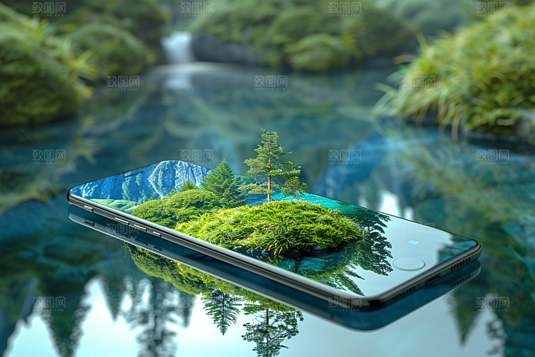 手机VR山水3D科技模型