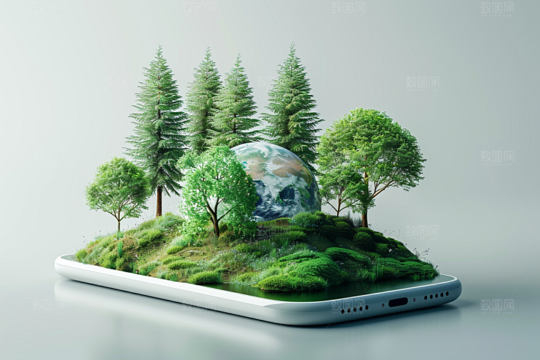 手机VR山水数码设备自然模型