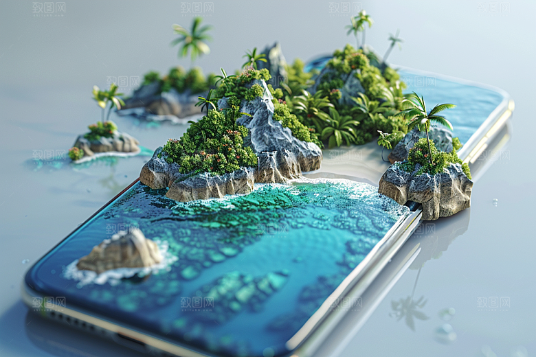 手机VR山水科技自然模型