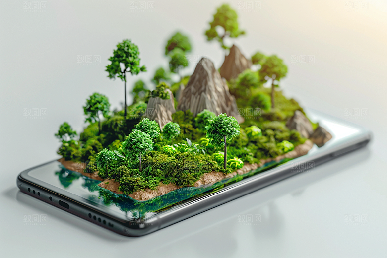 手机VR山水高清数码设备模型