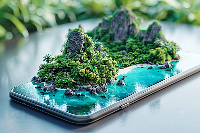 手机VR山水未来数码设备模型