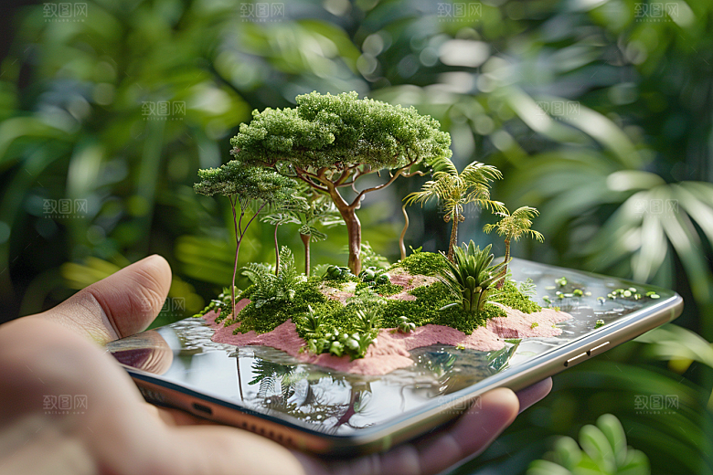 手机VR山水幻想风立体模型