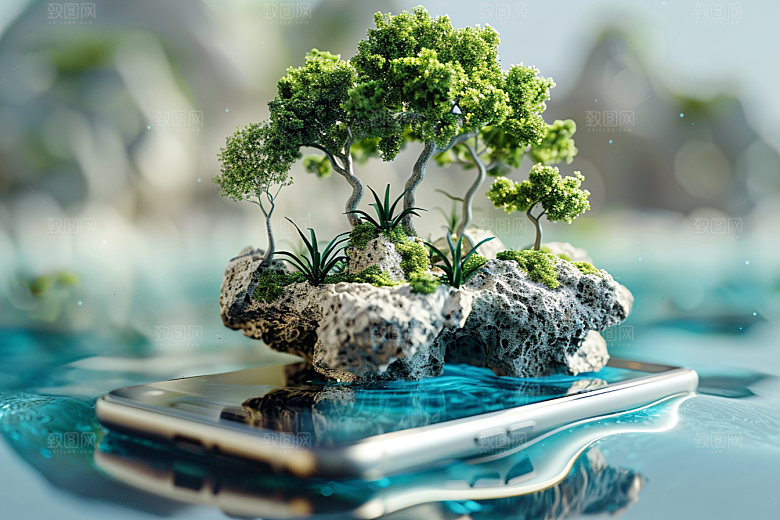 手机VR山水元宇宙自然模型