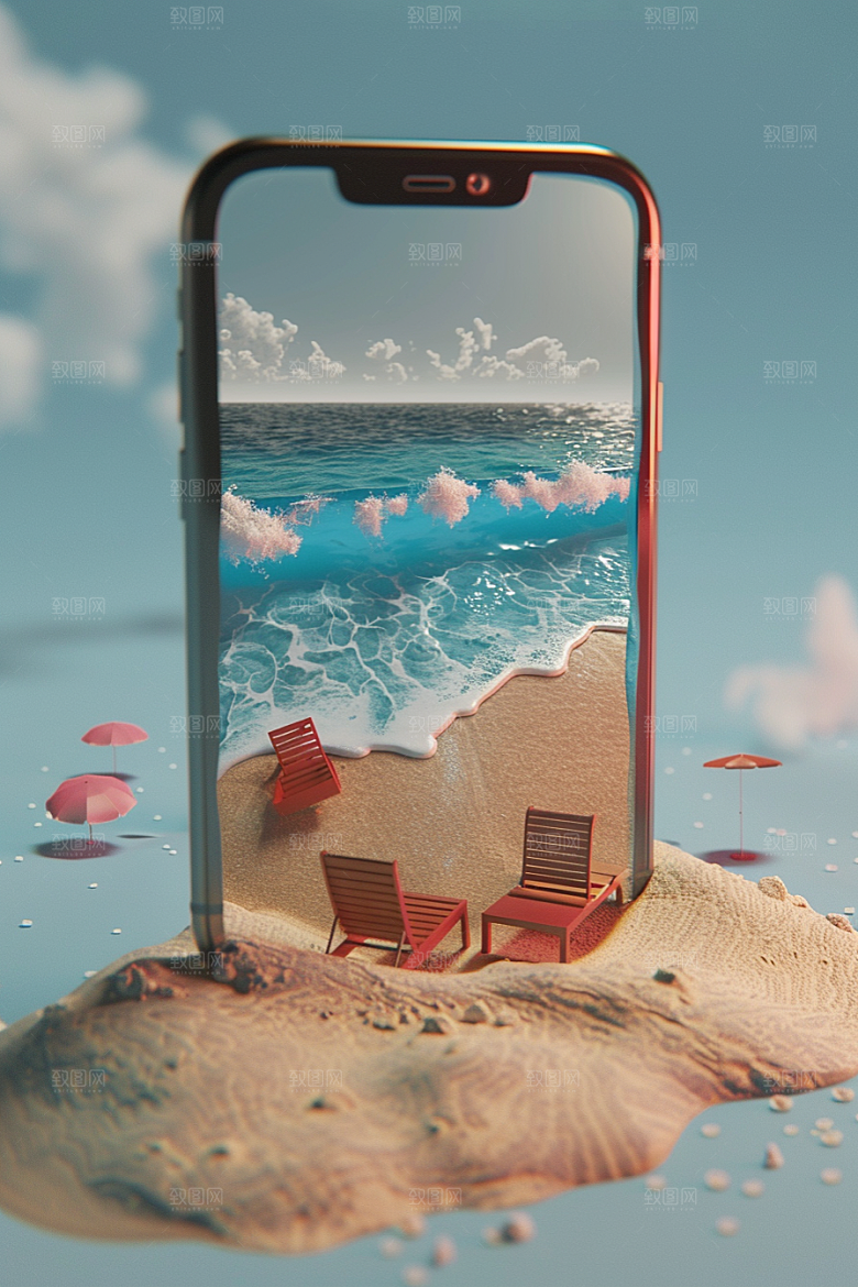 手机VR山水数码设备未来模型