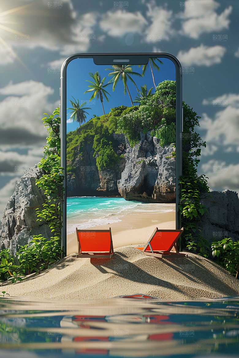 手机VR山水未来3D模型