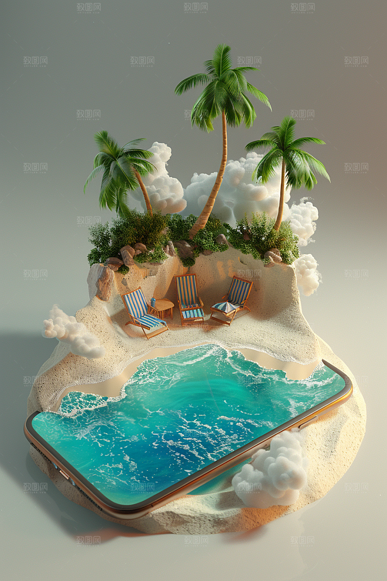 手机VR山水数码设备3D模型