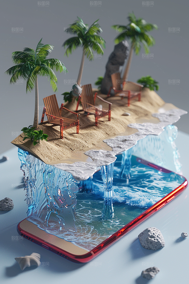 手机VR山水立体虚拟现实模型