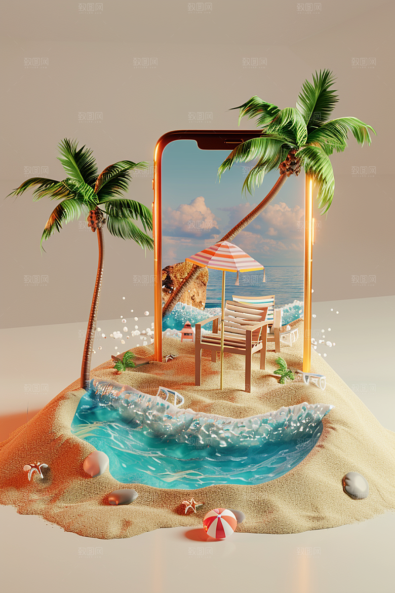 手机VR山水未来立体模型