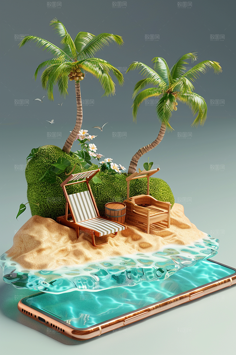 手机VR山水立体自然模型