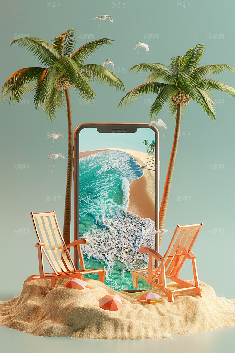 手机VR山水自然超现实模型