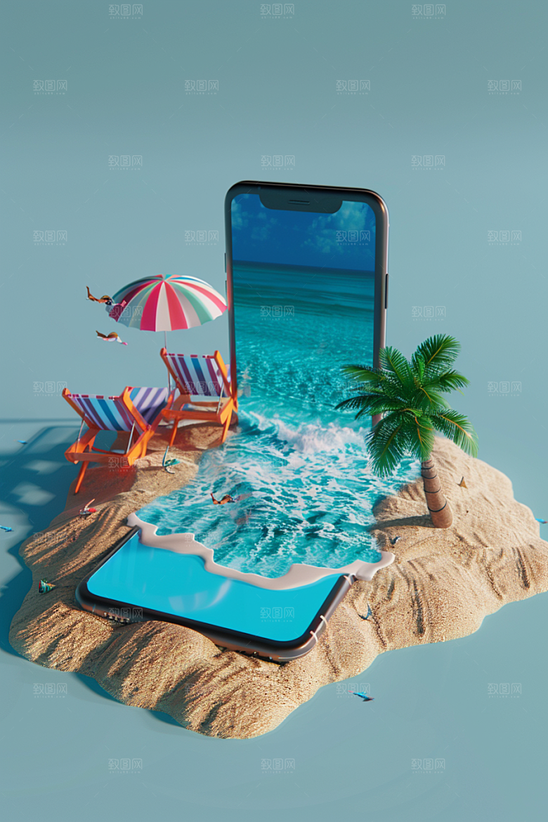 手机VR山水风光科技模型