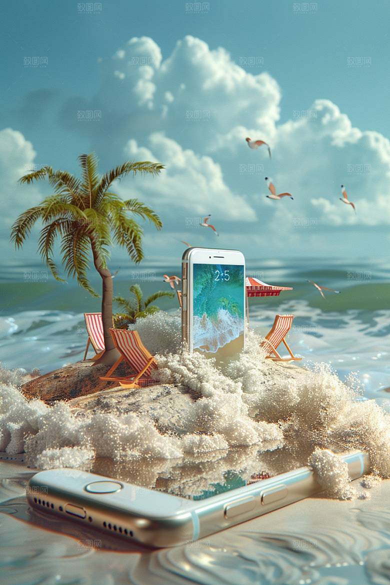 手机VR山水数码设备高清模型