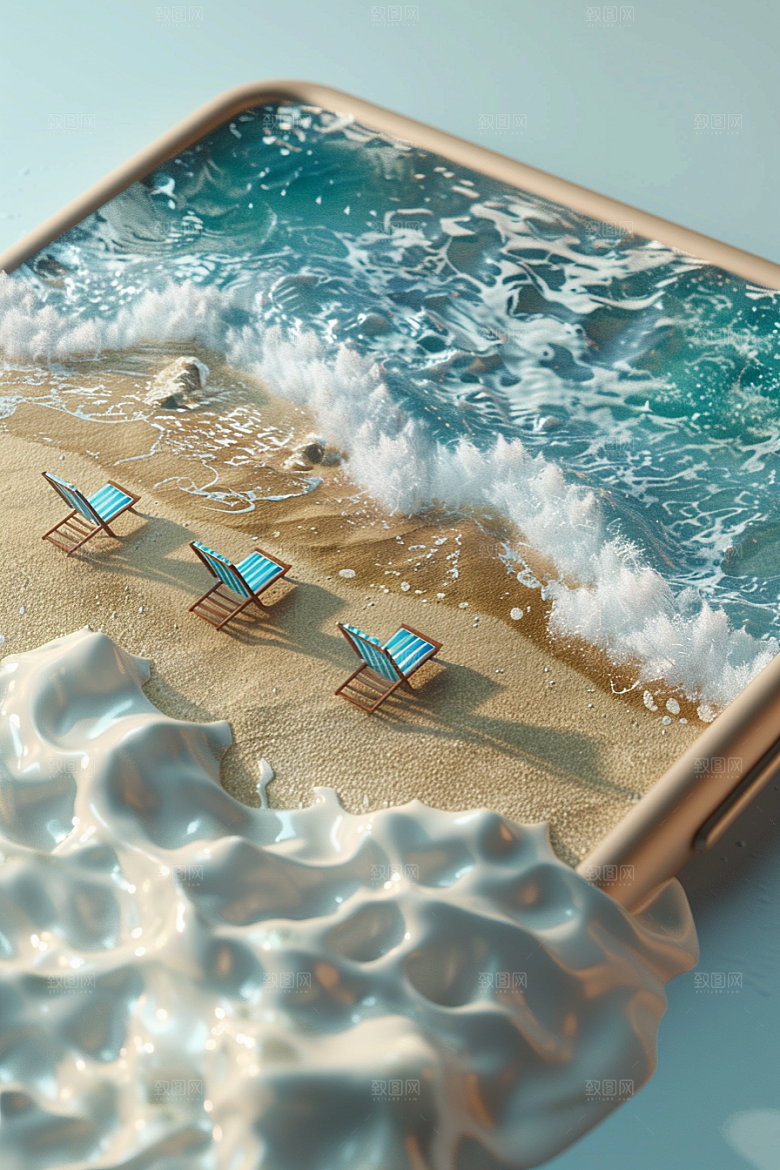手机VR山水3D科技模型