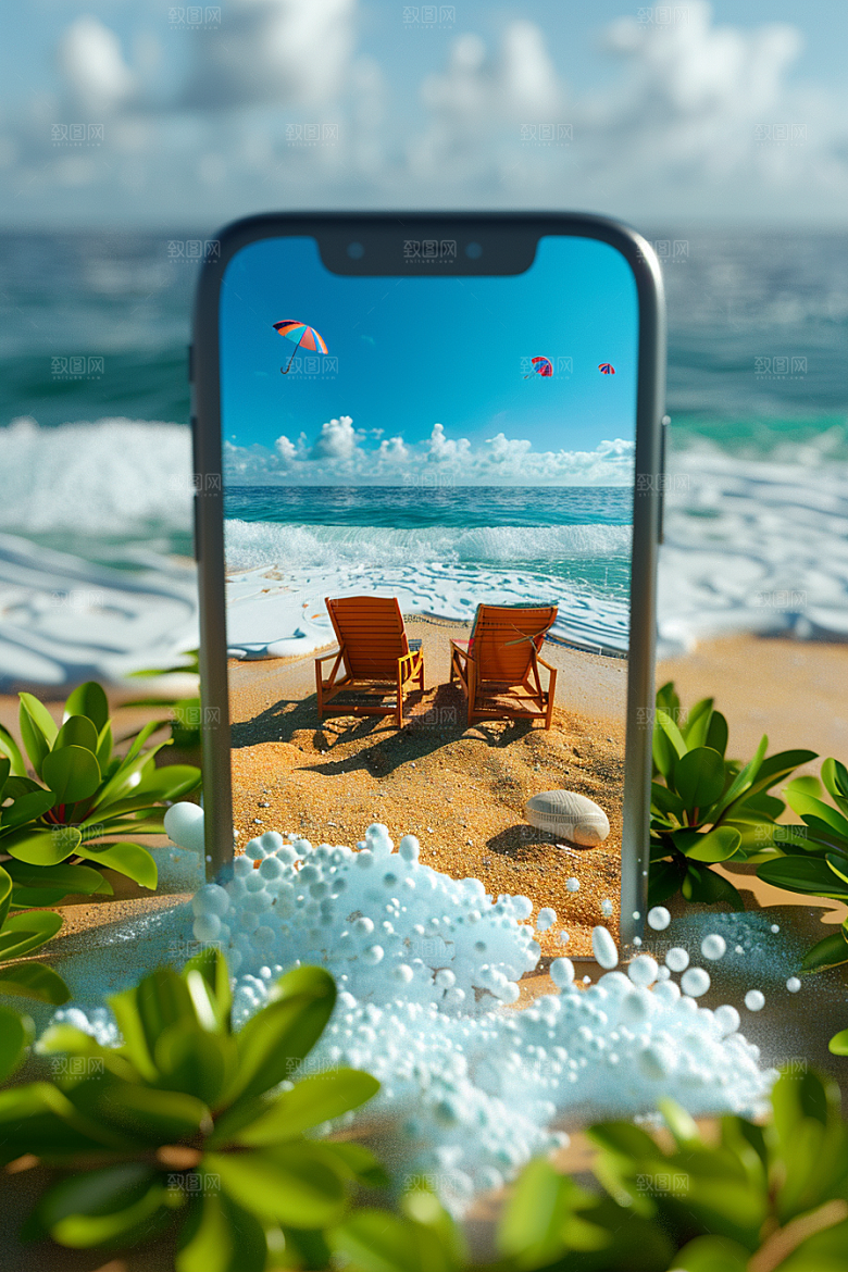 手机VR山水自然未来模型