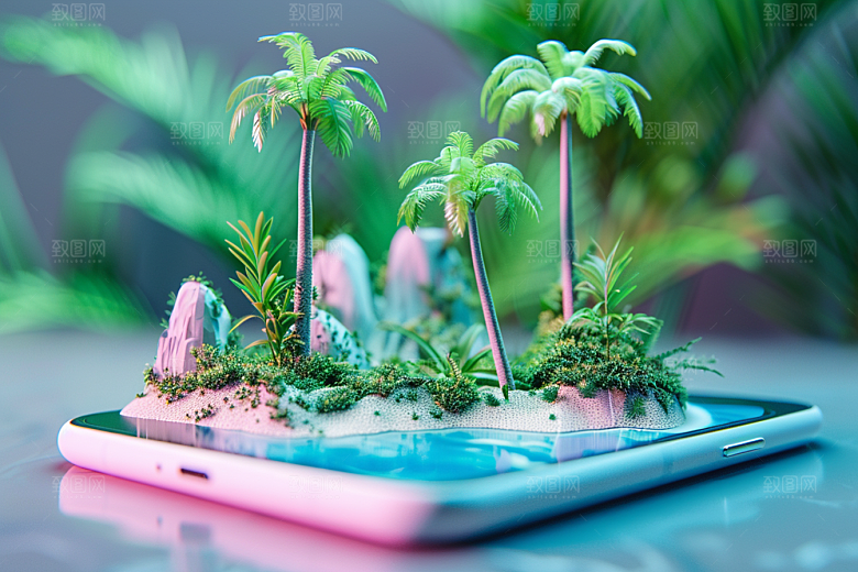 手机VR山水立体自然模型