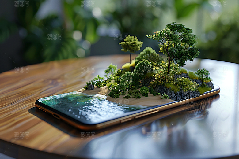 手机VR山水立体自然模型