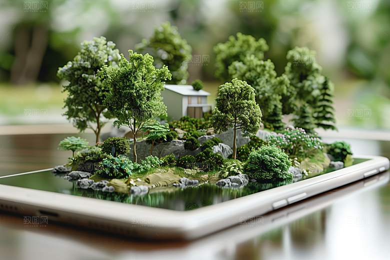 手机VR山水风光数码设备模型