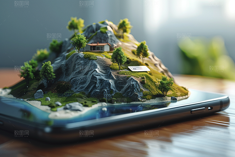 手机VR山水数码设备虚拟现实模型