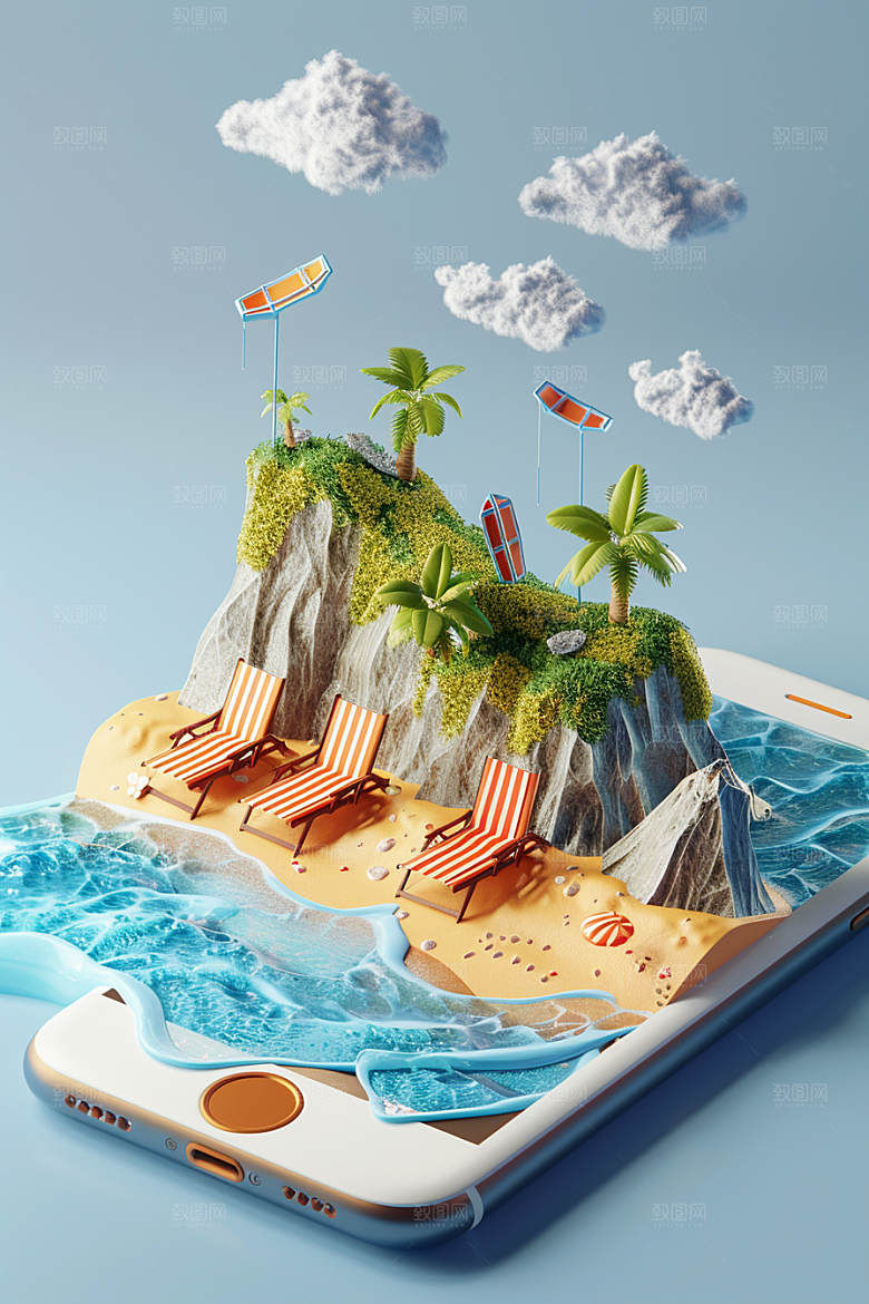 手机VR山水自然超现实模型