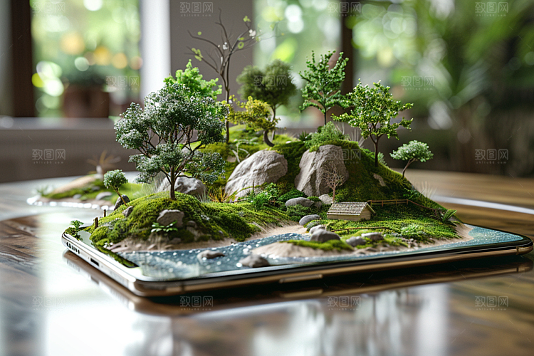 手机VR山水虚拟现实超现实模型