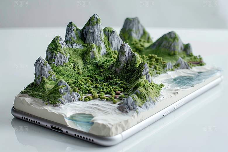 手机VR山水虚拟现实立体模型