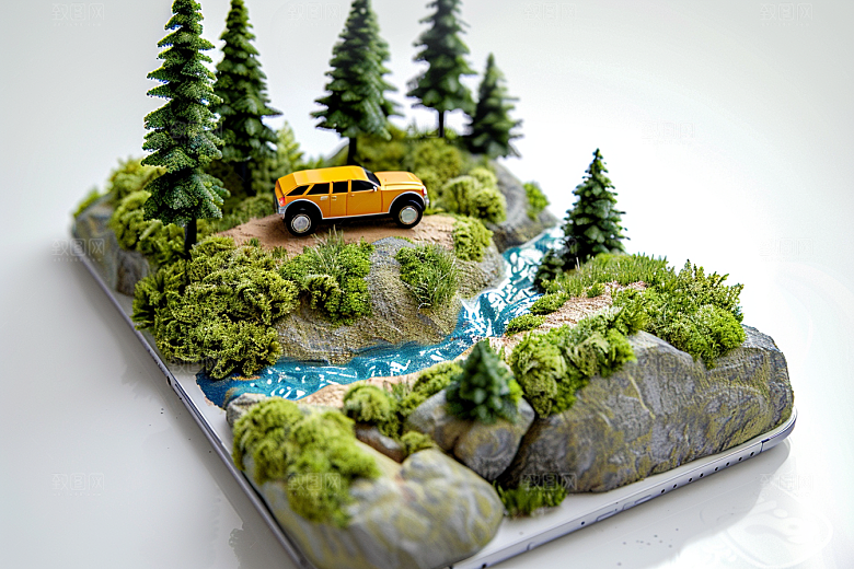 手机VR山水未来3D模型