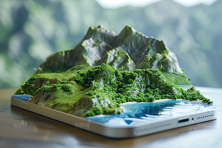 手机VR山水数码设备3D模型