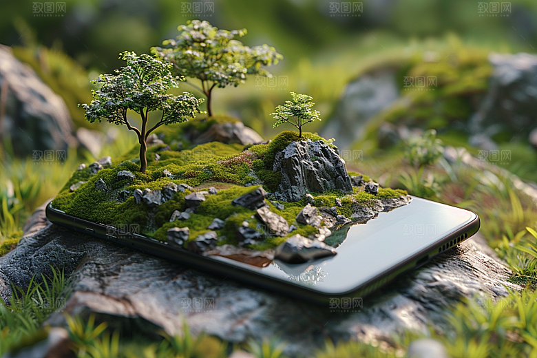 手机VR山水自然数码设备模型