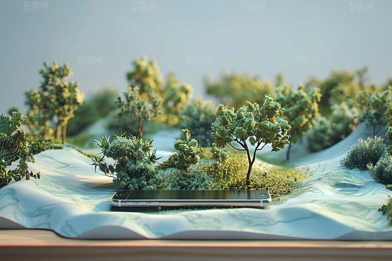 手机VR山水虚拟现实自然模型
