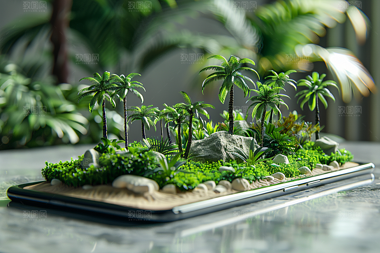 手机VR山水风光数码设备模型