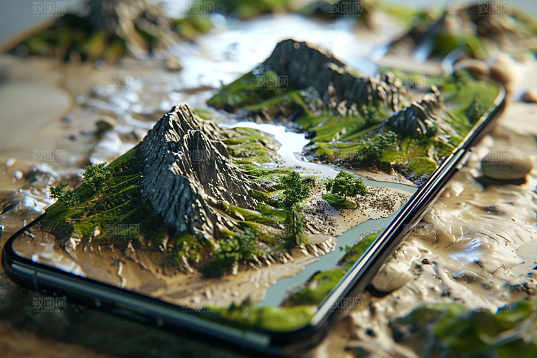 手机VR山水数码设备3D模型